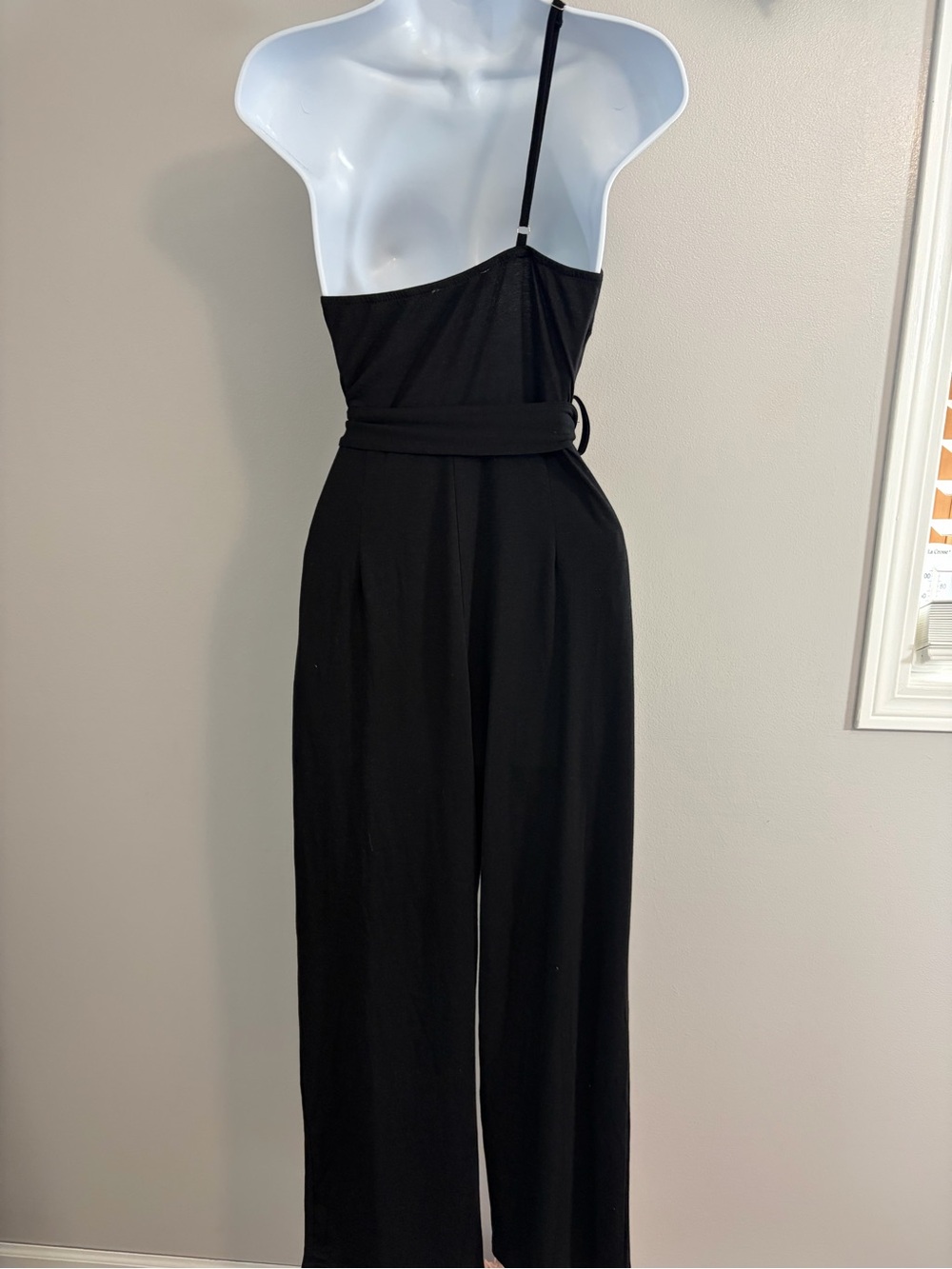 NWOT Elings-  One-Shoulder Black Jumpsuit with Tie Waist - Picture 16 of 16